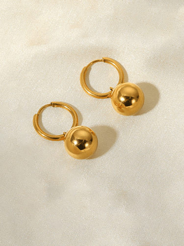 Stainless steel Vintage Smooth Round Ball Huggie Earring