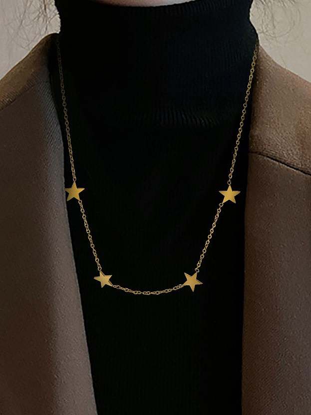 Collier pendentif pentagramme minimaliste en acier inoxydable