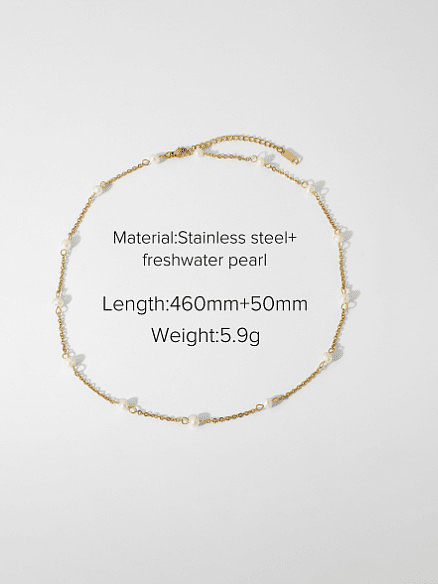 Stainless steel Imitation Pearl Geometric Minimalist Chain Necklace