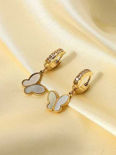 Stainless steel Shell Butterfly Vintage Huggie Earring