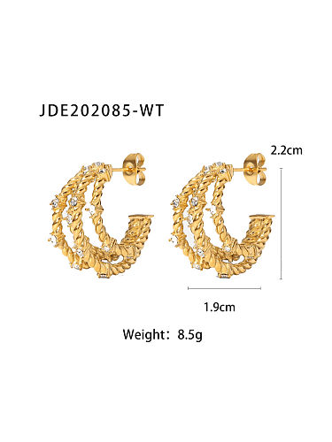 Stainless steel Rhinestone Geometric Vintage Stud Earring