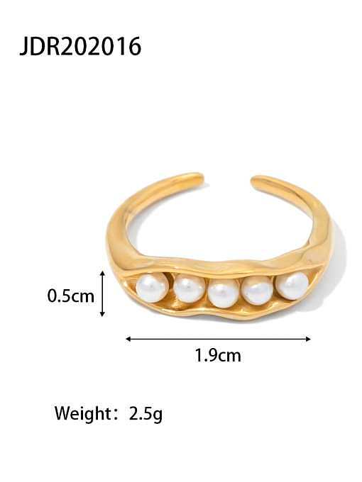 Stainless steel Freshwater Pearl Geometric Trend Band Ring