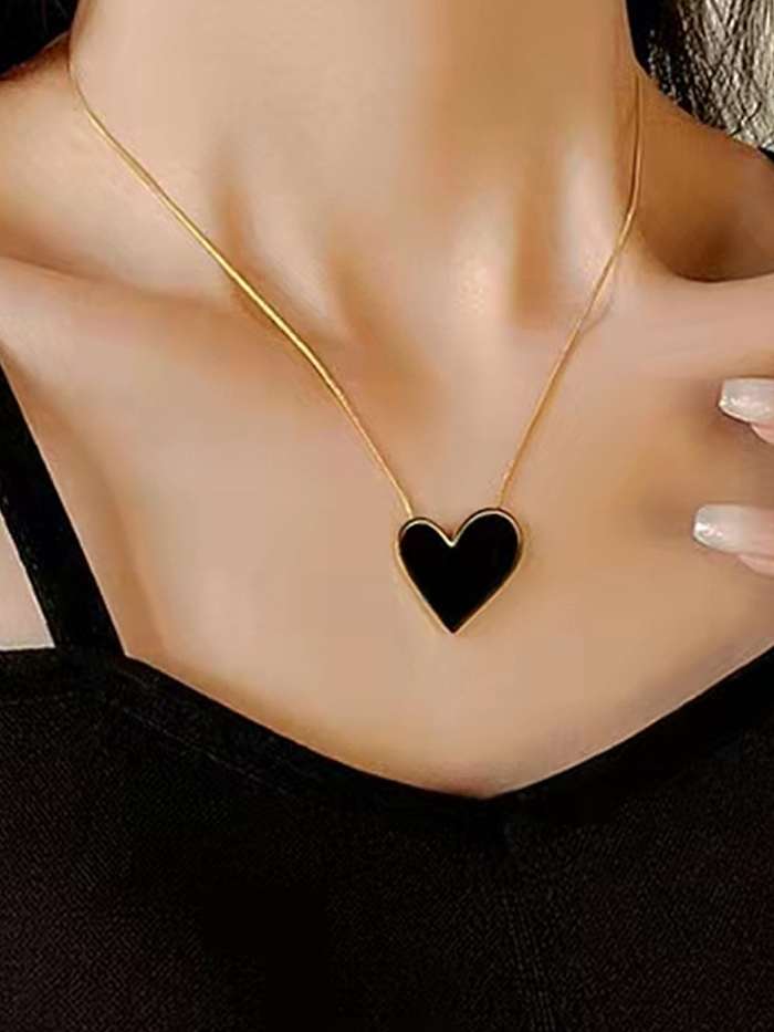 Edelstahl-Emaille-Herz minimalistische Halskette