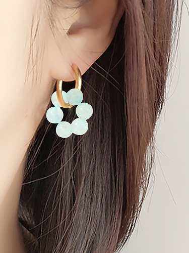 Stainless steel Natural Stone Water Drop Minimalist Huggie Earring