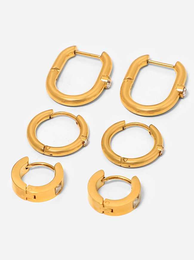 Stainless steel Smooth Geometric Vintage Huggie Earring