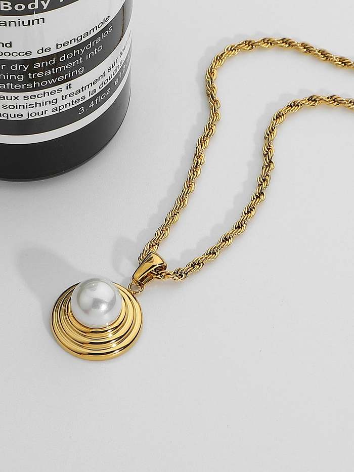 Stainless steel Freshwater Pearl Round Trend Necklace