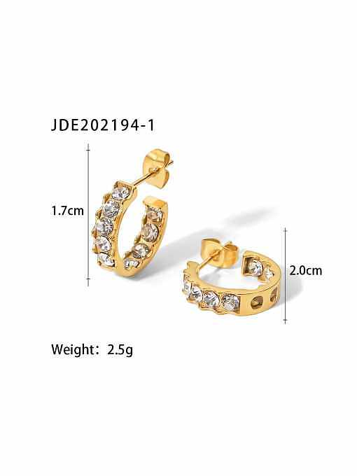 Stainless steel Cubic Zirconia Geometric Trend Hoop Earring