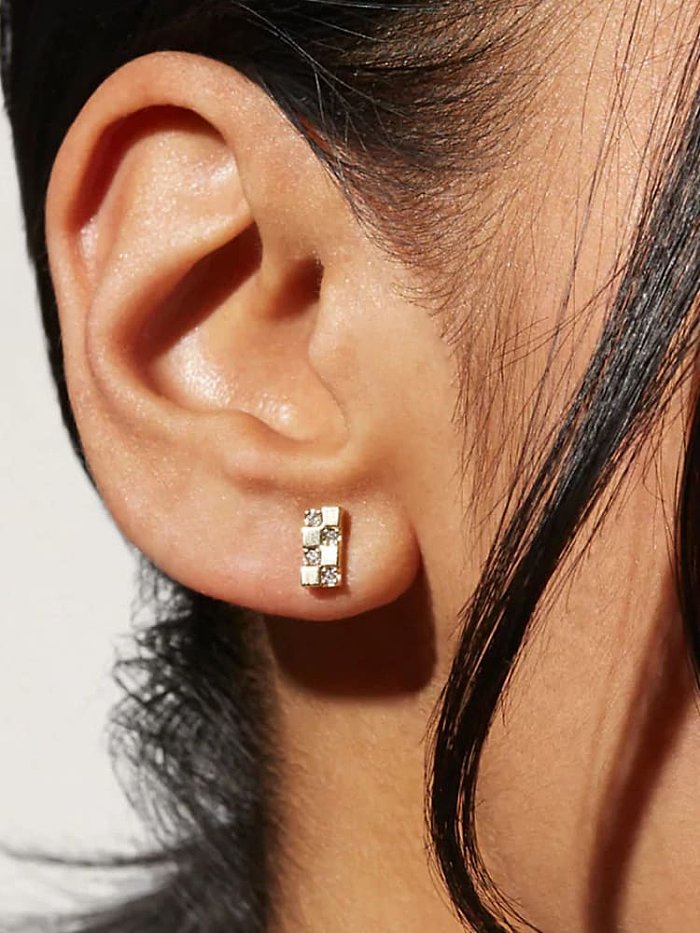 Stainless steel Cubic Zirconia Geometric Trend Stud Earring