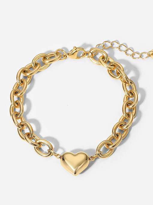 Bracelet à maillons de chaîne creuse vintage coeur en acier inoxydable