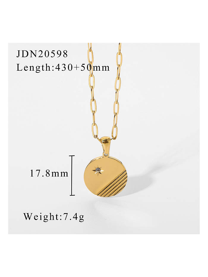 Stainless steel Cubic Zirconia Round Trend Necklace