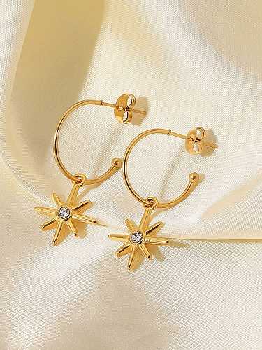 Stainless steel Cubic Zirconia Star Minimalist Drop Earring