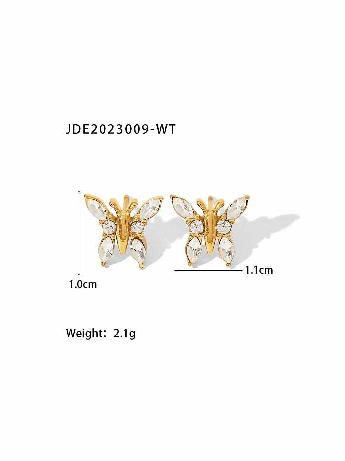 Stainless steel Cubic Zirconia Butterfly Dainty Stud Earring