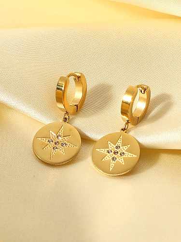 Stainless steel Rhinestone Geometric Vintage Huggie Earring