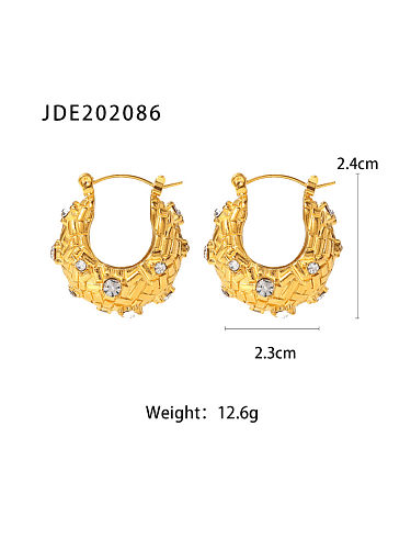 Stainless steel Cubic Zirconia Geometric Vintage Huggie Earring