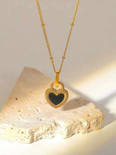 Stainless steel Enamel Heart Vintage Necklace
