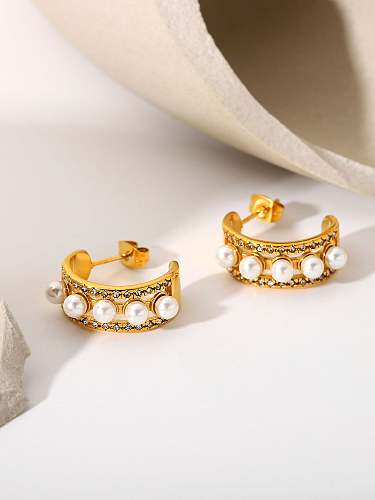 Stainless steel Cubic Zirconia Geometric Trend Stud Earring
