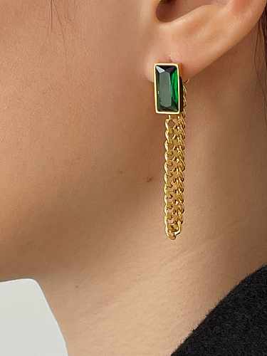 Stainless steel Cubic Zirconia Tassel Trend Threader Earring
