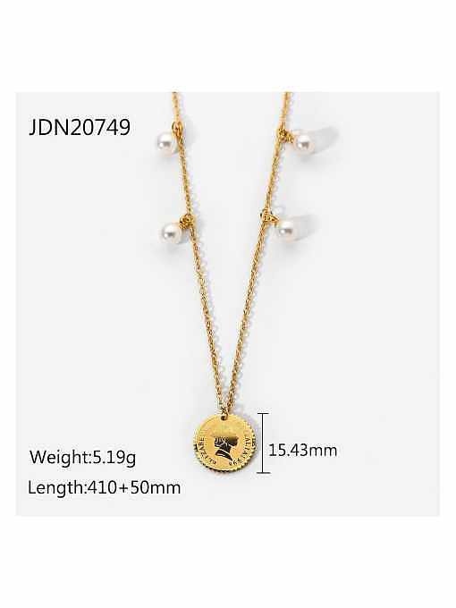 Stainless steel Imitation Pearl Medallion Trend Necklace