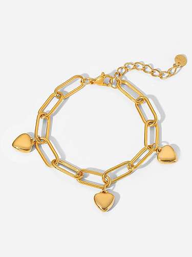 Stainless steel Heart Chain Vintage Heart Pendant Bracelet
