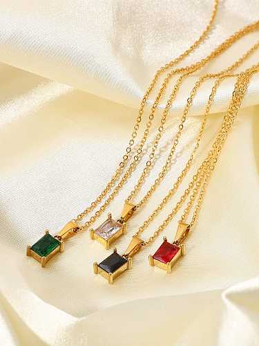 Stainless steel Cubic Zirconia Rectangle Trend Necklace