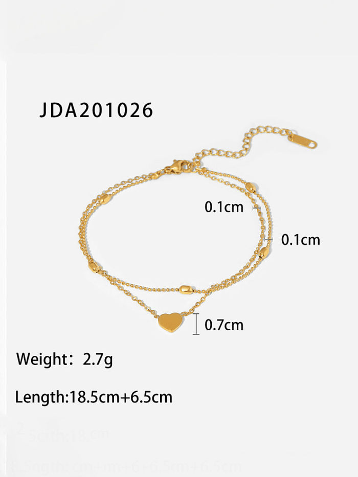 Stainless steel Minimalist Double Layer Heart Anklet