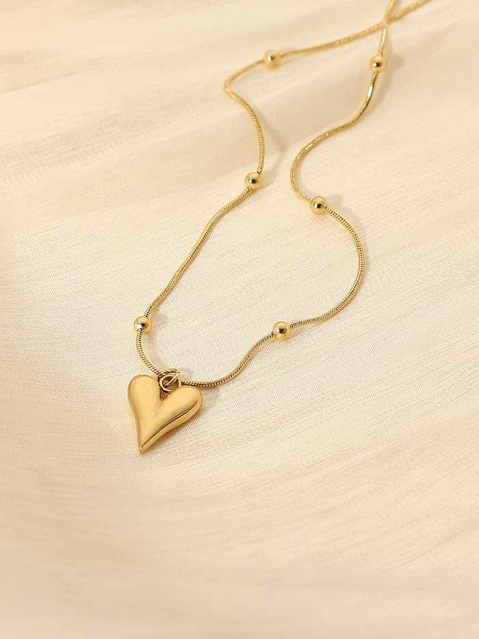 Trend-Halskette aus Edelstahl mit Herz-Perlen