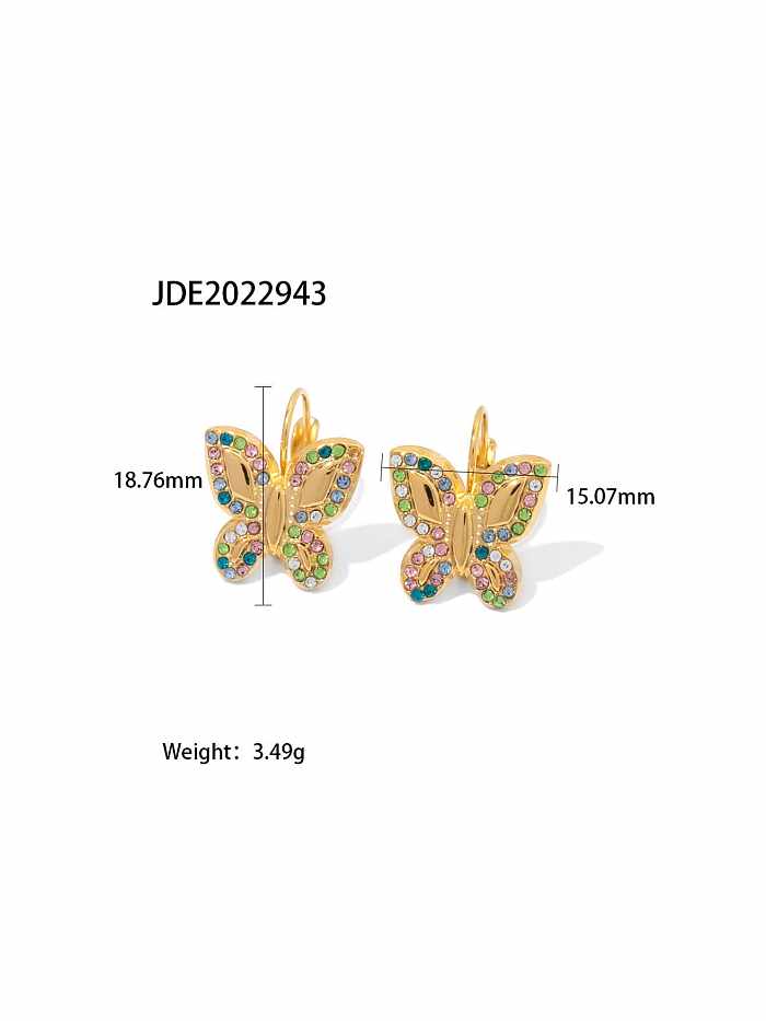 Boucles d'Oreilles Clou Dainty Papillon en Acier Inoxydable Cubic Zirconia