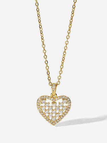 Stainless steel Cubic Zirconia Heart Minimalist Necklace