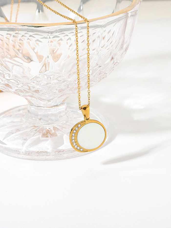 Stainless steel Shell Round Dainty Necklace