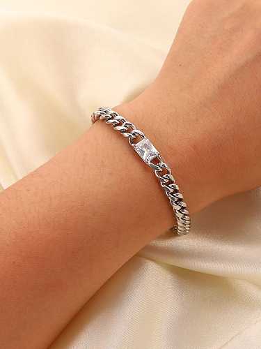 Stainless steel Glass Stone Hollow Geometric Chain Vintage Link Bracelet