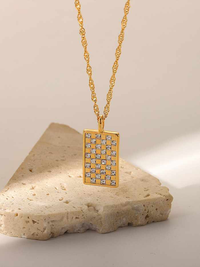 Stainless steel Cubic Zirconia Geometric Vintage Necklace