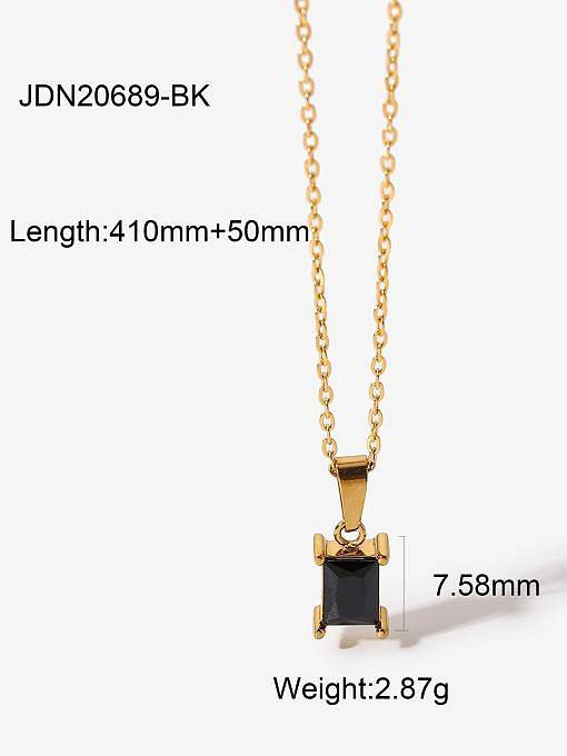 Stainless steel Cubic Zirconia Rectangle Trend Necklace