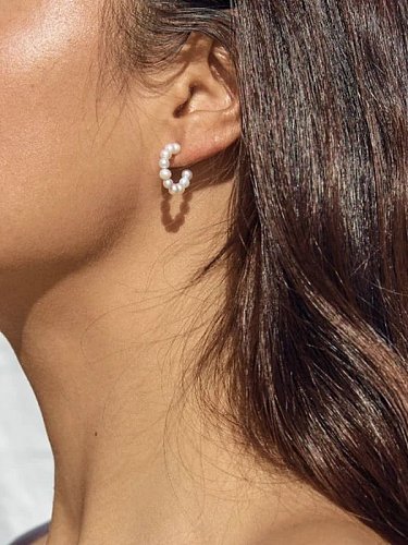 Stainless steel Imitation Pearl Geometric Trend Stud Earring