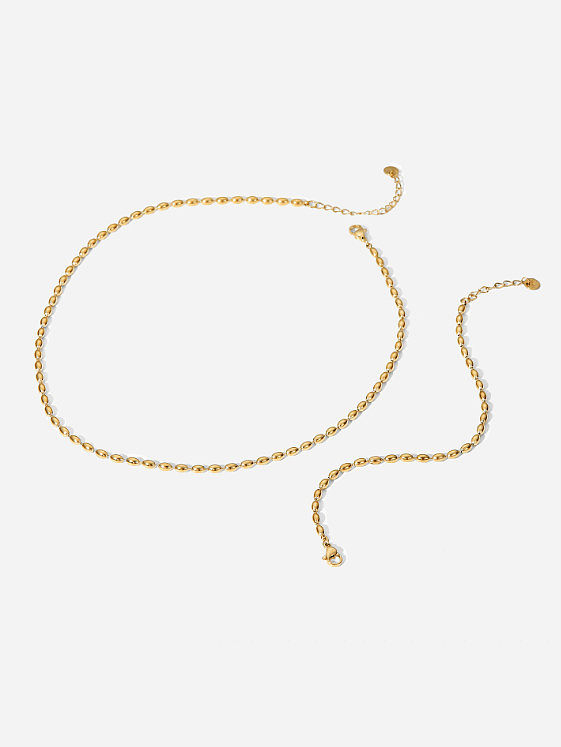 Vintage Perlenkette aus Edelstahl mit runden Perlen
