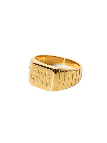 Stainless steel Letter Geometry Trend Band Ring