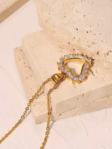 Stainless steel Cubic Zirconia Heart Dainty Necklace