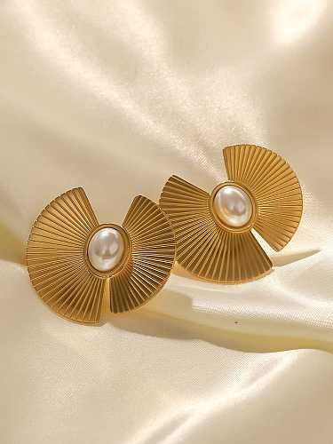 Stainless steel Freshwater Pearl Geometric Trend Stud Earring