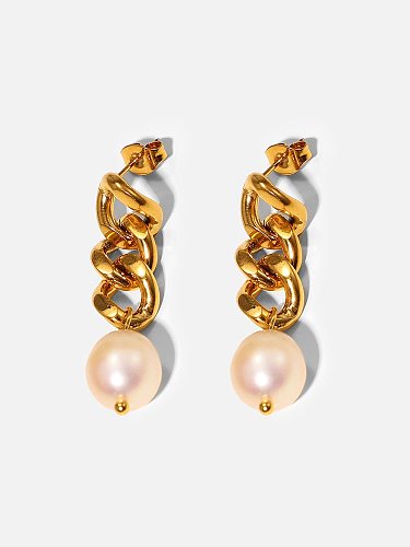 Stainless steel Imitation Pearl Geometric Vintage Drop Earring