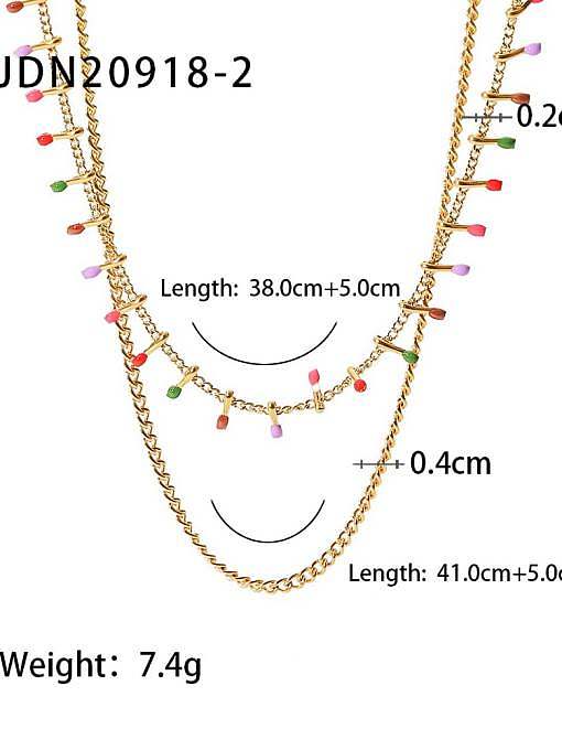 Geometrische Trend-Halskette aus Edelstahl mit Emaille