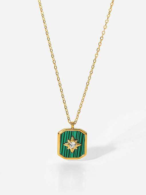 Stainless steel Enamel Square Vintage Necklace