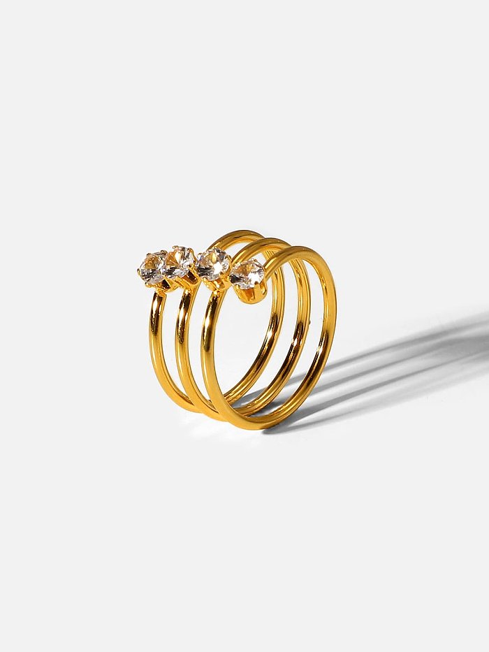 Stainless steel Cubic Zirconia Geometric Dainty Stackable Ring