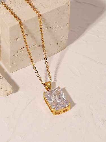 Stainless steel Glass Stone Geometric Vintage Necklace