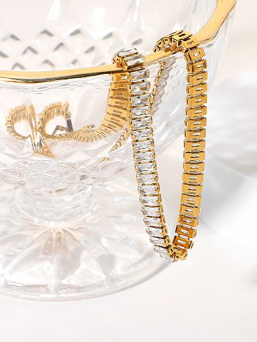 Stainless steel Cubic Zirconia Geometric Trend Cuban Necklace