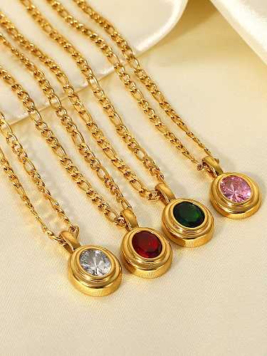 Stainless steel Glass Stone Geometric Minimalist Necklace