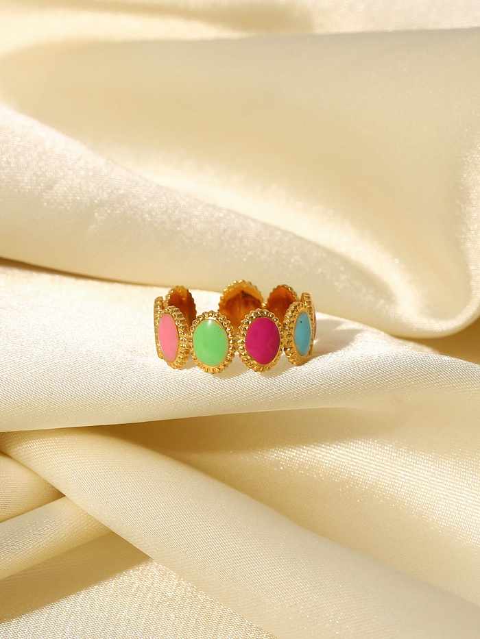 Stainless steel Enamel Geometric Vintage Band Ring