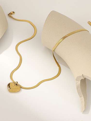 Stainless steel Heart Snake chain Trend Cuban Necklace