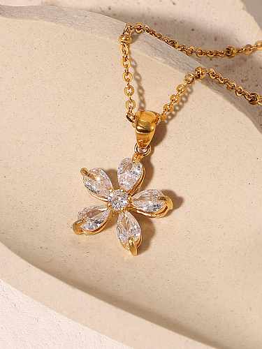 Stainless steel Cubic Zirconia Flower Trend Necklace
