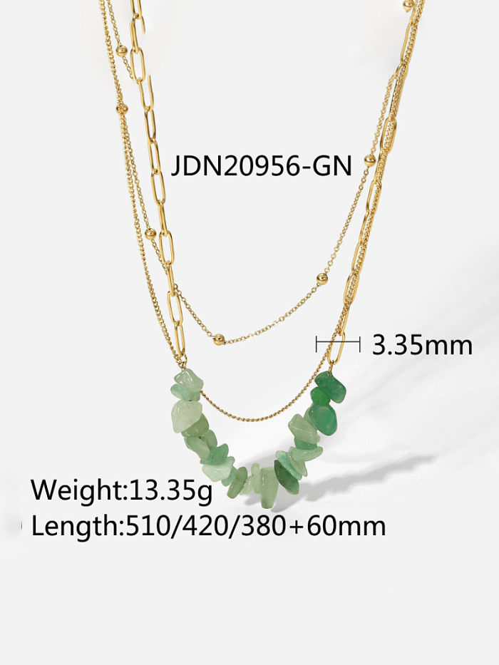 Stainless steel Natural Stone Irregular Trend Multi Strand Necklace