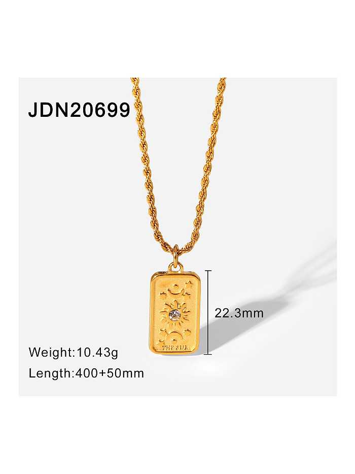 Stainless steel Cubic Zirconia Rectangle Trend Cuban Necklace