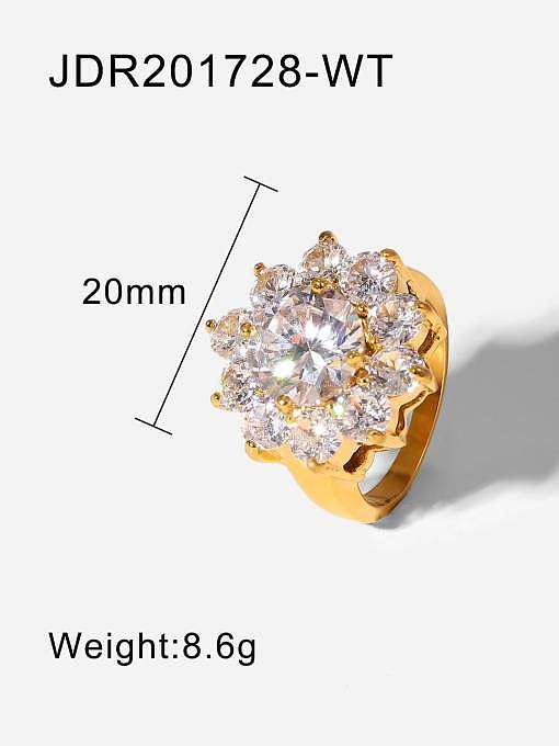 Bague en acier inoxydable Cubic Zirconia Geometric Dainty Band